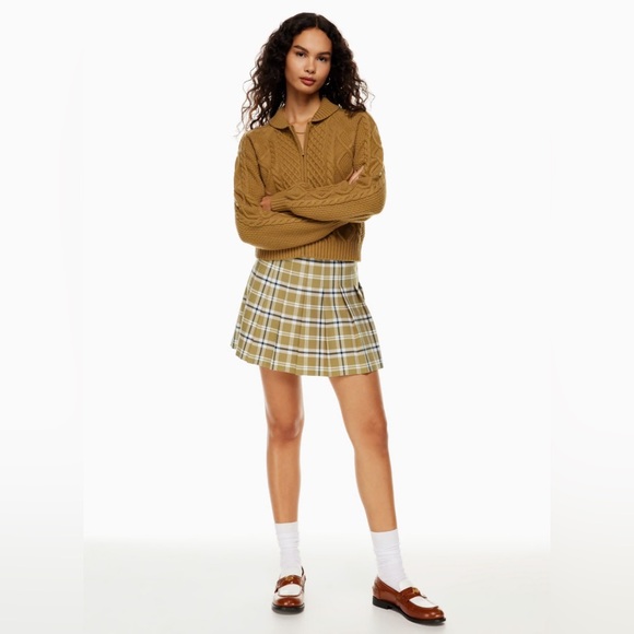 Aritzia Sunday Best Olive Micro Pleated Skirt size 2 - Picture 1 of 5